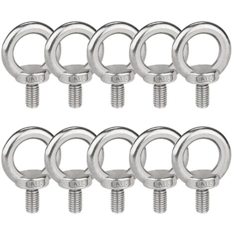 Boulons à œil M8 Anneau de Levage vis à Filetage Mâle en Acier Inoxydable 304 10 PCS Anneaux de Levage, Vis à Oeil Ronde pour Marin Boulons et Équipements de Levage D'Ingénierie