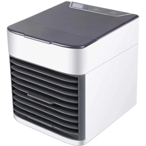 Climatiseur portable 3 en 1 : ventilateur, rafraîchisseur d'air, humidificateur et purificateur d'air. Climatiseur de bureau USB avec réservoir d'eau et veilleuse LED 7 couleurs