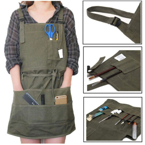 Tablier professionnel en toile naturelle 71x95cm – Ajustable pour tailles M à XXL – 4 grandes poches – Résistant aux conditions de travail (1/5)