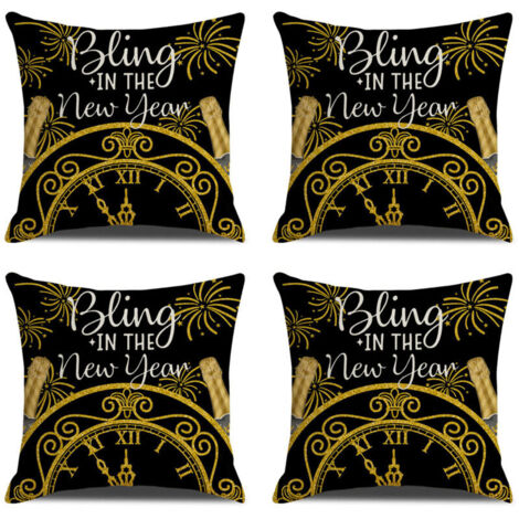 Bonne année Housses de coussin décoratives pour le Nouvel An et les fêtes d'hiver, parfaites pour décorer votre canapé ou votre fauteuil (1/5)