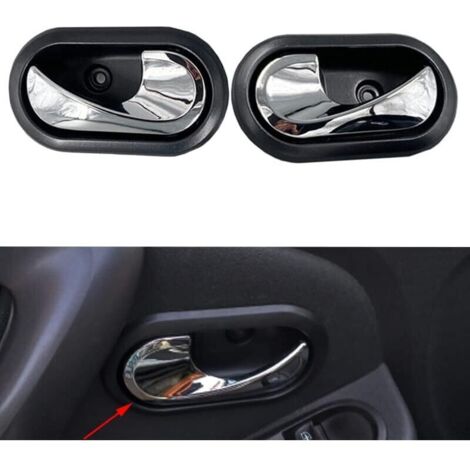 Kit de poignée de porte intérieure automobile haute résistance pour 8200733847 8200733848 Logan Dacia Duster,gauche et droite, une paire, poignées de rechange chromées et noires (1/5)