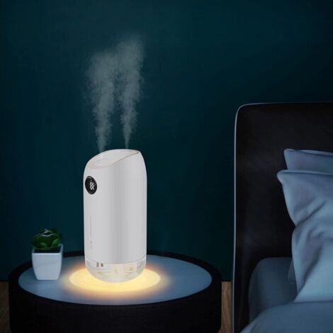 Humidificateur d'air 500ML, humidificateur d'air silencieux à ultrasons 23dB pour bébé, humidificateur d'air domestique à arrêt automatique, pour le yoga au bureau de la chambre (Blanc) (1/5)