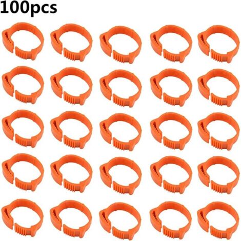100PCS Bague Bague Oiseau Anneaux pour Pied Bague pour Poule,001-100 Bandes de Jambes Oiseau Numérotées,Anneau de Jambe réglable Poule pour Identification Oiseaux Poulet Canard Volaille (Orange,intéri
