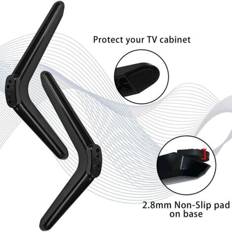 Pied TV Universel Noirs avec Vis Support de Table Smart TV Pieds de Meuble TV Distance de Trou de Montage de 17-20 mm Support TV sur Pied Compatible 32/40/49/50/55 Pouces Téléviseurs LCD LED (1/5)