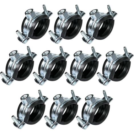 Lot de 10 Collier isophonique -support fixation avec joint - pour tuyau Ø 1'' 32-36mm - en acier zingué - à visser М8/М10 (1/5)