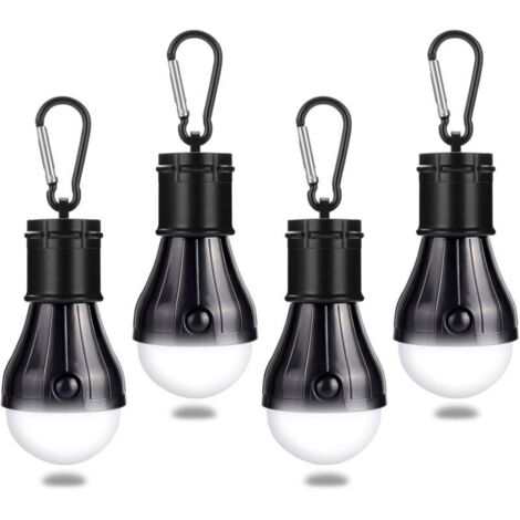 Lampe de camping avec mousqueton - Lampe de tente - Lampe LED pour tente - Idéale pour les voyages, le vélo, la randonnée, la maison et la pêche - Noire (1/5)