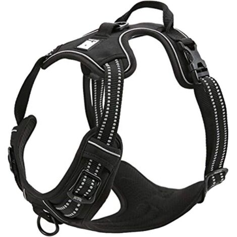 Harnais pour chien réfléchissant réglable dissuader tirer gilet pour animaux de compagnie Durable voiture Nylon TLH5651 chien laisse Husky (M) (1/4)