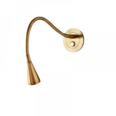 Lampe de lecture murale LED, applique murale flexible à col de cygne, avec interrupteur à bouton-poussoir, lampe de chevet 3000K, finition or/nickel