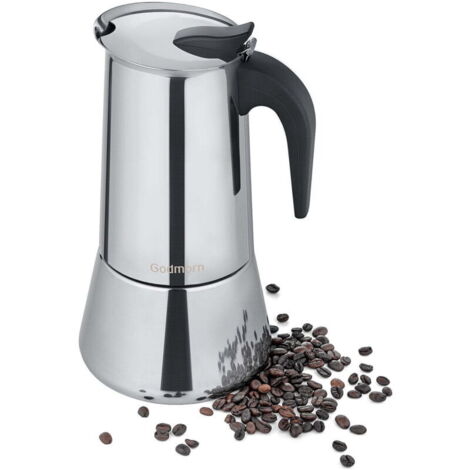 Cafetière Italienne Inox (600 ml) I 12 Tasses I Machine a Cafe Italienne I Cafetière en Acier Inoxydable I Poignée Profilée I Convient à tous les Types de Cuisinières (1/5)