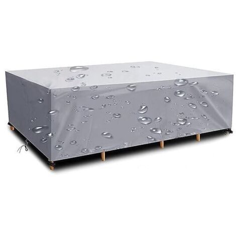 Housse Salon de Jardin 220x110x75cm 420D Oxford Argent Housse Table de Jardin Rectangulaire Protection Bache Table de Jardin Mobilier Extérieur Imperméable Coupe-Vent Anti-UV Résistant Au Froid (1/5)