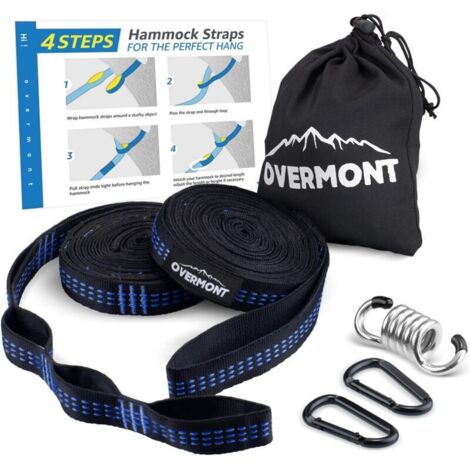 Ineasicer Kit de Fixation hamac Ultra-résistant 2 Cordes hamac Durable en Polyester + 2 mousquetons de Fer avec Un Sac de Rangement (1/5)