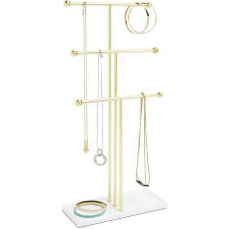 Présentoir à bijoux en métal, étagère de rangement pour bijoux, en forme de T, convient pour colliers, bracelets, boucles d'oreilles, bagues, montres, etc (1/5)