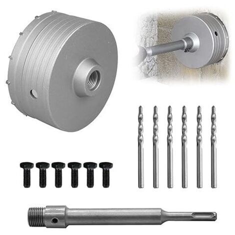 Scie à Cloche 130 mm, Béton 220 mm SDS Plus Tige d'Extension, Accessoires De Trou De Forage, Peu De Foret De Mur En Pierre De Ciment Concret coffret scie cloche (1/5)