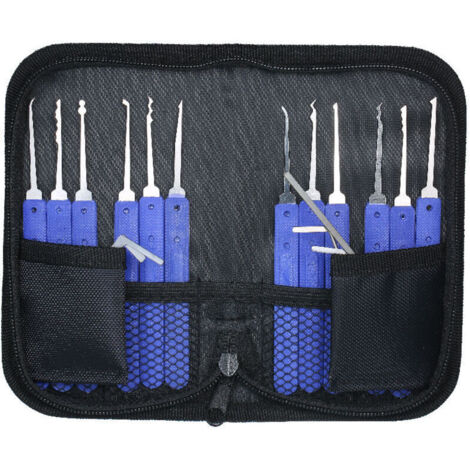 Kit de crochetage de 17 pièces avec sac de rangement pour outils de serrurier Kit de crochetage de pratique pour débutants professionnels enfants (1/5)