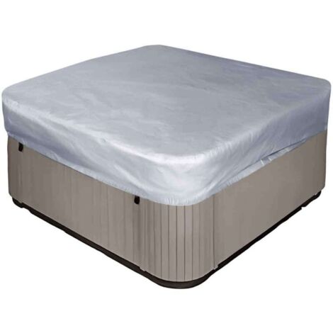 Bache d'extérieur pour Spa Housse de Bain à Remous Carrée Etanche Couverture de Spa en Tissu Polyester 190T Anti-poussière Anti-UVavec Un Sac de Rangement 7 Tailles au Choix,Gris,231x231x30cm (1/5)