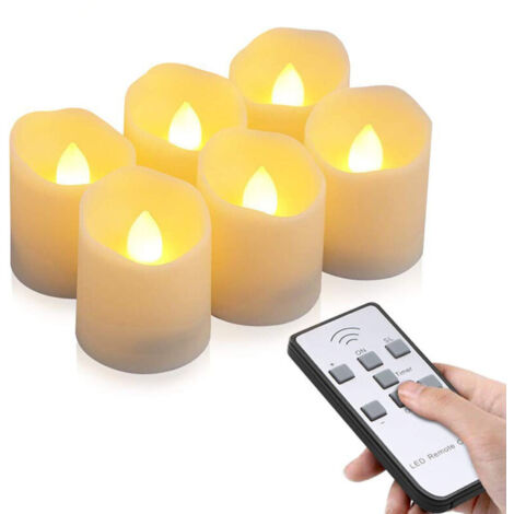 Lot de 6 bougies chauffe-plat LED rechargeables avec télécommande et minuterie – Lumière blanche chaude vacillante, sûres et réutilisables pour la décoration intérieure (1/5)