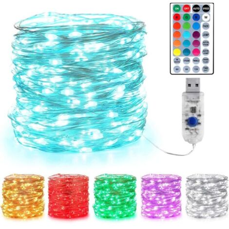 Guirlande Lumineuse Couleur, BrizLabs 10m 100 LED USB 16 Multicolore Changeantes Guirlande Lumineuse Intérieur Guirlandes d'argent Télécommande pour chambre Extérieur Noël Soirée Jardin (1/5)