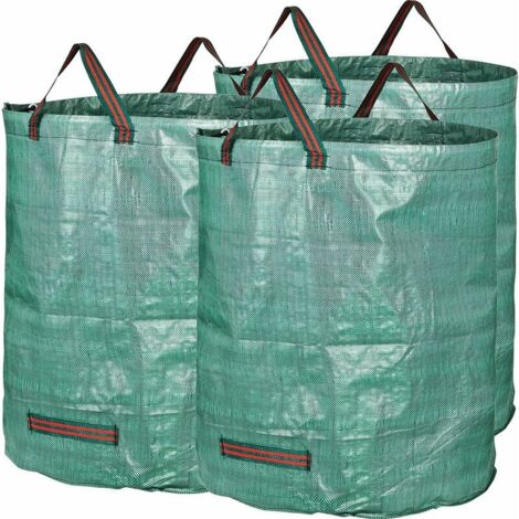 3x sacs de jardin 272l en tissu polypropylène robuste (PP) 150g / m2, Jardin étanche Heavy Duty Grande Sacs avec Poignées (1/4)