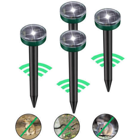Répulsif Taupe Solaire à Ultrason LED pour Jardin Pelouse, circulaire 4pcs. (1/5)