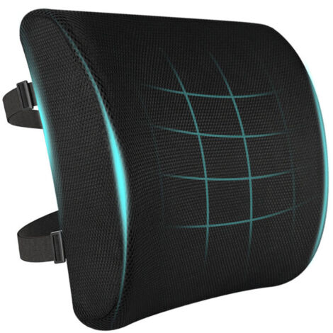 Coussin De Soutien Lombaire, Support Ergonomique Maintien du Dos en Mousse À Mémoire De Forme, Corrige La Posture, pour Voiture Bureau Chaise Fauteuil, Housse Lavable (Noir)