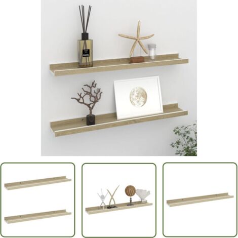 ��tag��res murales 2 pcs Blanc et ch��ne SoNollla 60x9x3 cm (1/5)