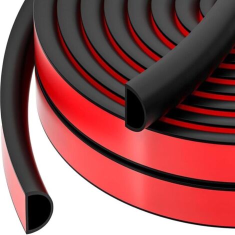 Joint d'étanchéité de porte de 10 m, bande d'étanchéité en silicone en forme de D, joint d'étanchéité auto-adhésif pour cadre de porte/fenêtre (1/5)