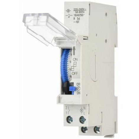 Minuterie mécanique 24h – Programmation 15 min – Montage sur rail DIN – Couverture étanche – Batterie intégrée – 230VCA 16A - AC220-240V (1/5)