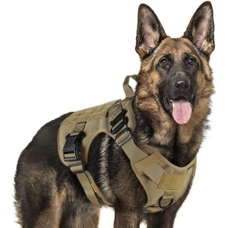 Harnais Tactiques pour Chien M Marron, Gilets à Anneaux pour Chiens de Travail Militaires, Harnais Militaires Chien d’Entraînement sans Tension, avec Pinces à Sangle pour Randonnée et Chasse-L (1/5)