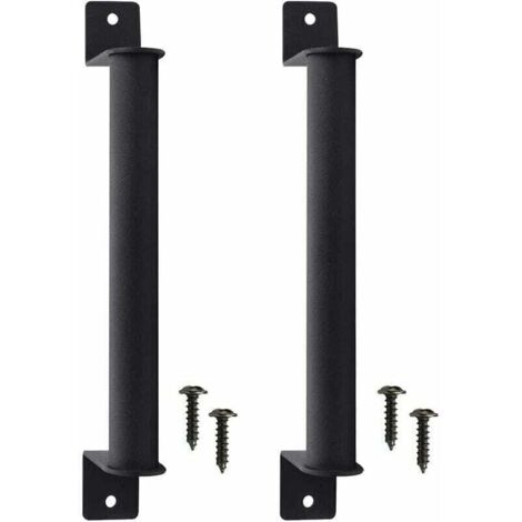 Lot de 2 poignées de porte coulissante en acier au carbone noir – Finition mate – Installation rapide avec vis incluses – Pour portes en bois (1/5)