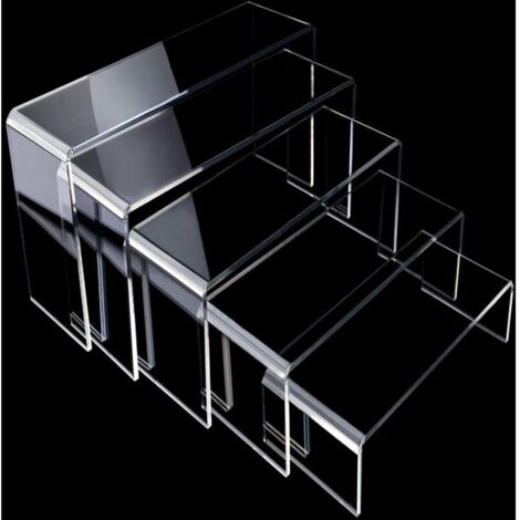 Longziming – Présentoir acrylique transparent 5 niveaux – Supports pour bijoux, figurines, parfums – Dimensions H12/10/8/6/4 cm – Design compact et élégant (1/5)