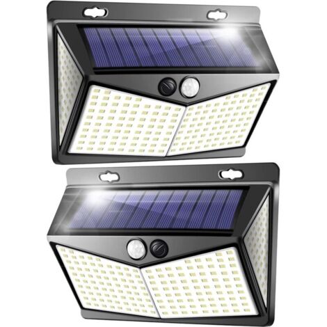 Lampe Solaire Exterieur, Projecteur LED Exterieur Detecteur de Mouvement 208 Led Ip65, Lumiere Spot LED Solaire Exterieur, Eclairage Exterieur avec Detecteur,Applique Murale pour Jardin Piscine-2 Pack (1/5)