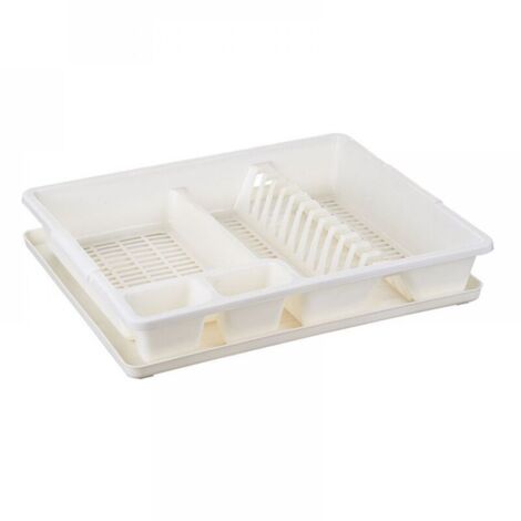 Égouttoir en plastique blanc, étagère de rangement pour la cuisine, égouttoir de cuisine avec plateau, égouttoir grande capacité, plateau d'égouttage en PP, égouttoir.