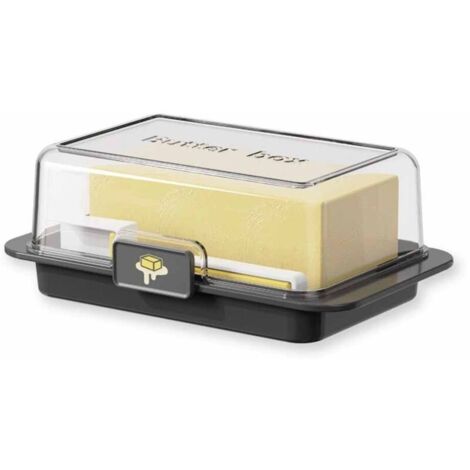 Récipient Coupe Beurre, Beurrier avec Couvercle Transparent, Coupe Beurre, Boîte de Stockage de Beurre Livré avec Cutter, Amovible, Convient pour Stocker le Beurre, Plastique Réutilisable, nior (1/5)