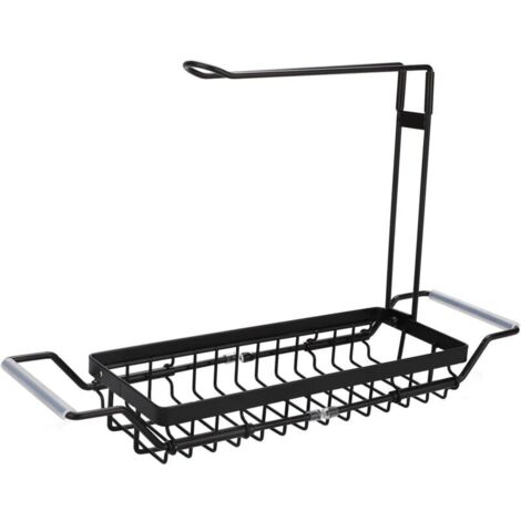 Porte-éponge Télescopique en Acier Inoxydable pour évier sur évier avec Porte-serviettes en Torchon Organisateur D'évier de Cuisine Extensible, étendoir pour évier de Cuisine(noir) (1/5)