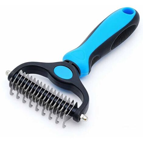 Brosse de toilettage pour animaux, peigne double face pour sous-poil pour chiens et chats, brosse professionnelle pour éliminer les poils et outil de démêlage, élimination sûre et efficace (1/5)