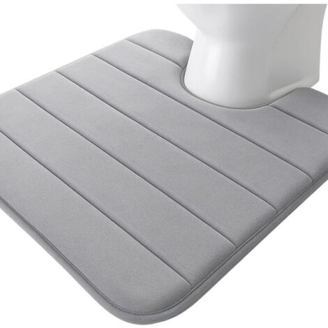 Housse de siège de toilette antidérapante en mousse à mémoire de forme avec un design perforé, 50 x 60 cm, très absorbante, lavable, gris foncé. (1/5)