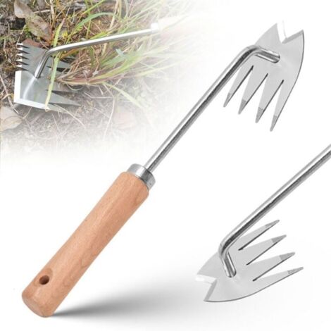 Outil de désherbage portable en acier inoxydable, outil de désherbage manuel pour le jardinage, la cour, la plantation et le désherbage (1/5)