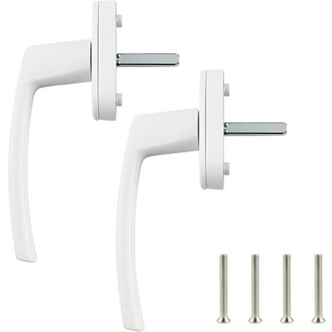 Poignées de fenêtre Poignée de fenêtre en alliage d'aluminium 2 pièces Poignée en aluminium massif Poignée de porte en aluminium blanc Compatible avec les fenêtres communes et les portes de balcon (1/5)