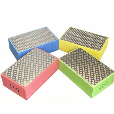 Ensemble de quatre blocs abrasifs pour carrelage Disques de polissage diamantés pour pierre et béton Convient pour le meulage, le polissage et l'ébavurage Granulométrie : 60, 100, 200 et 400