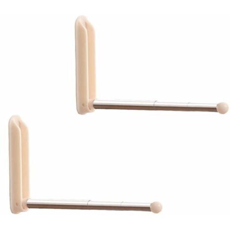 Deux cintres pliables et rétractables, sans perçage, parfaits pour suspendre le linge sur une corde à linge, adaptés aux chambres, salles de bains, fenêtres et placards. Blanc. (1/5)