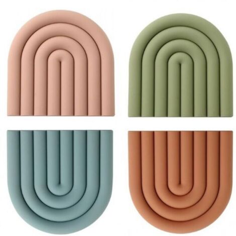 Dessous de Plat Silicone, Protecteurs de PoêLes Colorés, RéSistance à la Chaleur, Protection AntidéRapante, Dessous de Verre et Bols Et décoration, 4 Pièces (1/5)