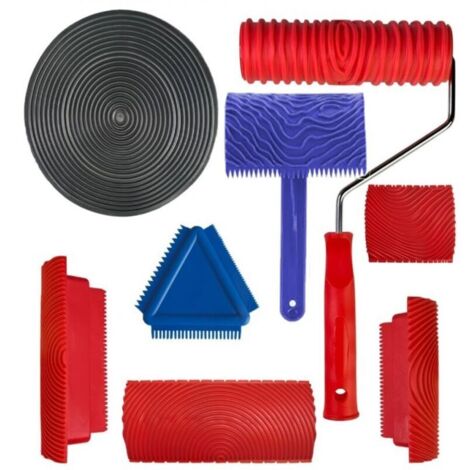 Kit de 8 rouleaux en caoutchouc pour effet bois – Outils de grain de bois – Flexibilité et résistance à l'usure – Pour surfaces variées (1/5)