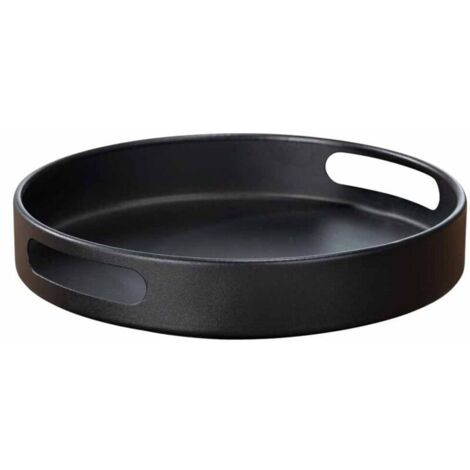 Plateau tournant épices 30 cm en métal – Lazy Susan 360° rotatif antidérapant, organisateur de cuisine, réfrigérateur et salle de bain – Support d’épices, huiles et cosmétiques (Noir) (1/5)