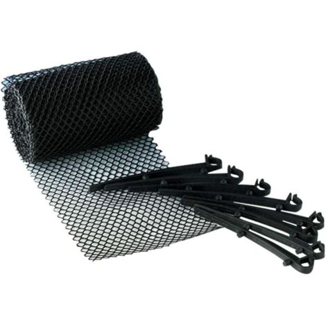 Grilles de protection pour gouttières 6m x 16cm – Polypropylène résistant aux acides – 10 crochets de fixation inclus – Protection contre feuilles (1/5)