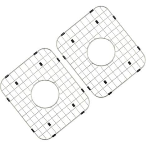 Grille de Fond d'Évier 2PCs 34,8x29,5x2,54 cm Tapis d'Évier Cuisine en Inox 304 Vidange Centrée Rayon d'Angle R50 Accessoire d'Évier pour Déposer Couverts Vaisselle Décongeler Aliment Égouttage (1/5)