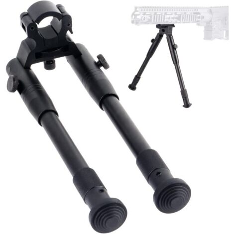 Bipied rétractable ajustable 8 à 10 pouces – Aluminium noir anodisé – Jambes télescopiques de 21 à 25 cm – Installation rapide
