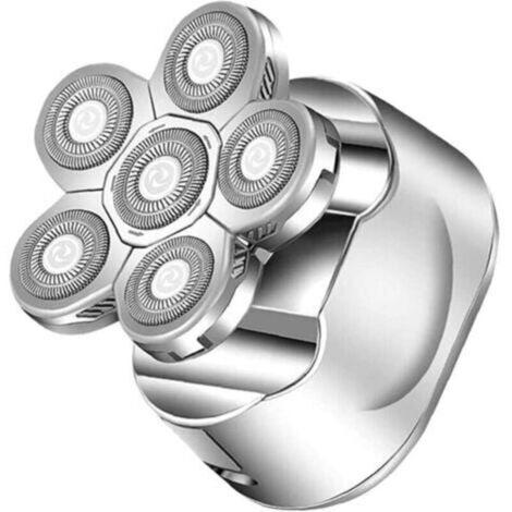 Rasoir électrique 6 en 1 pour crâne rasé, rasoir rotatif, utilisable sur peau sèche ou humide, sans fil, kit de rasage rechargeable par USB (1/3)