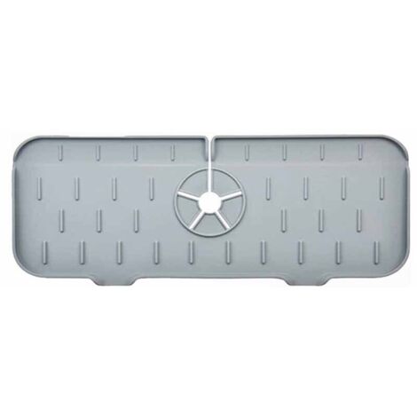 Tapis de robinetterie en silicone pour cuisine, également adapté aux salles de bains - protection anti-éclaboussures - tapis d'évier - protection anti-éclaboussures - plan de travail (gris)