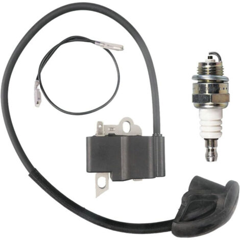 Kit de bobine d'allumage pour débroussailleuses STIHL FS120/FS120R/FS200/FS200R/FS250, comprenant un transformateur haute tension et des bougies d'allumage, avec kit de réparation. (1/4)
