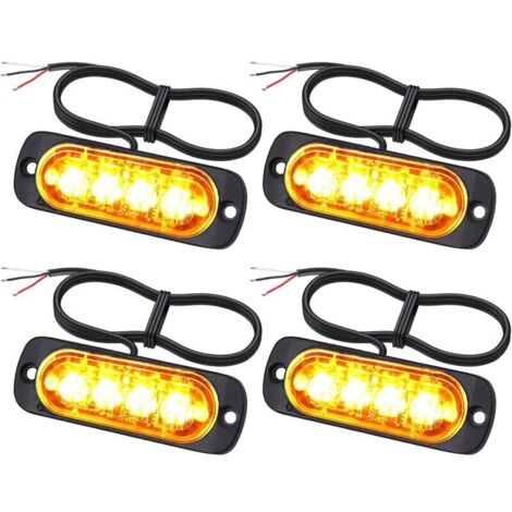 Feu de pénétration stroboscope orange 4 LED 12/24 V – IP65 ECE – 16 W – Pour camionnettes, chariots élévateurs, rétrocaveuses (1/5)